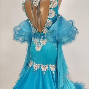 Ballroom Dance Dress Couture. Custom made with Swarovski elements for standard / smooth