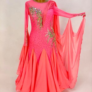 Pink sunset:  Dance Dress Couture. Custom made with Swarovski elements for standard / smooth
