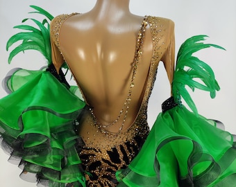 Wild Thing  Ballroom Dance Dress Couture. Custom made with Swarovski elements for standard / smooth