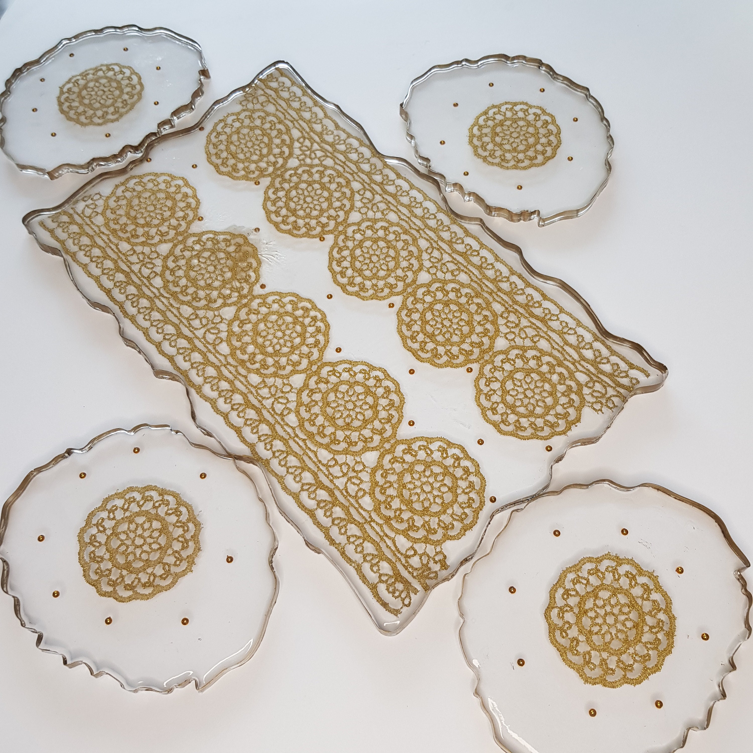 Resin Gold Place Mats Unique Handmade Dinnerware Table / Dining