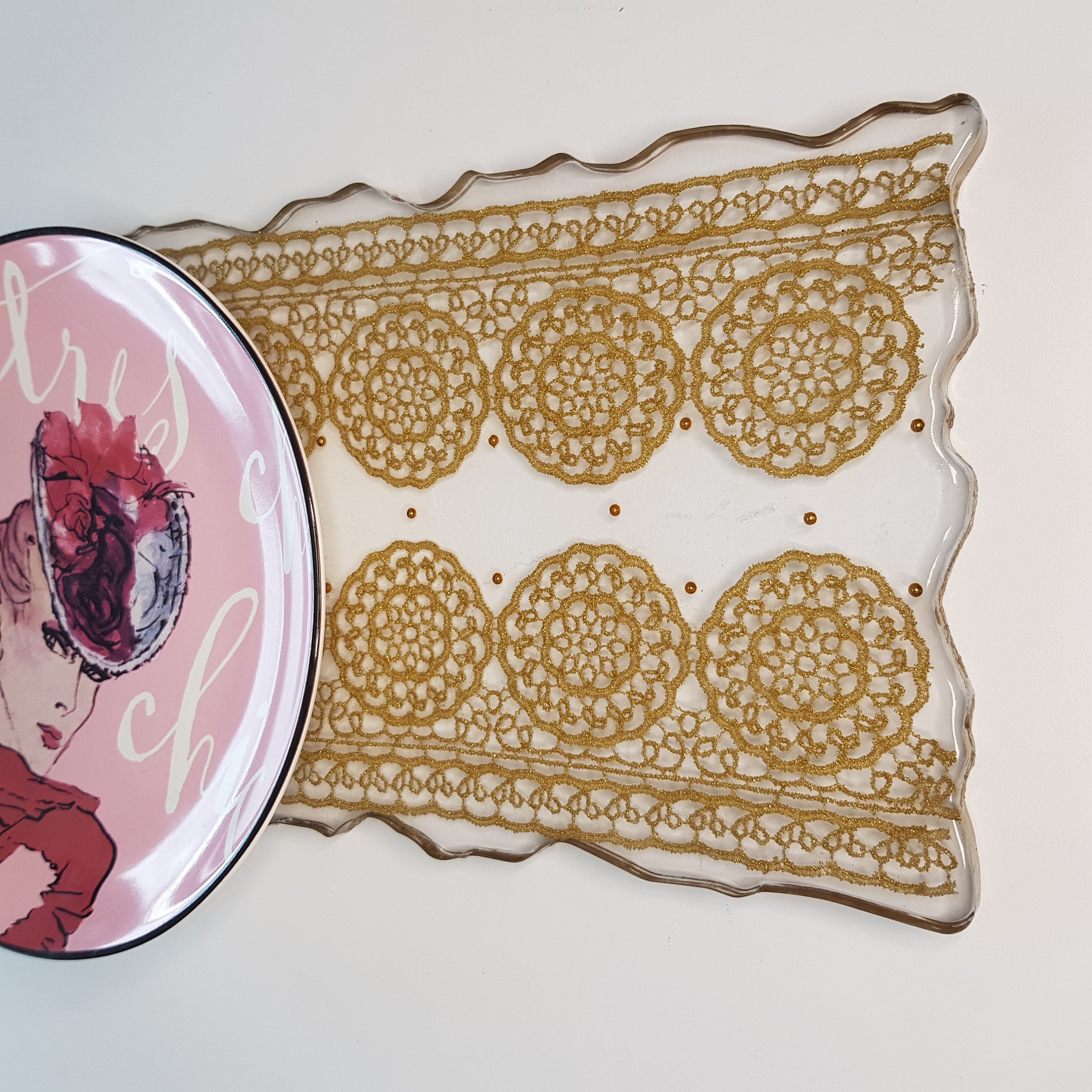 Resin Gold Place Mats Unique Handmade Dinnerware Table / Dining