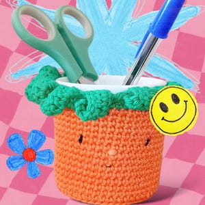 Set mit Häkelanleitungen für Blumentöpfe – Karottentopf und Hasentopf – Osterdekorationen – Anleitungen in Französisch und US-Englisch (insgesamt 4 PDFs)