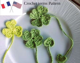 Marque-pages au crochet - Signet - Shamrock Bookmark French and English PDF Pattern