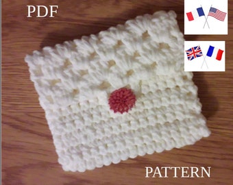 Crochet pouch - Communion gift - Rosary pouch - French and English PDF Pattern with U.S terms of crochet