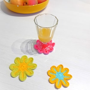 Crochet Coaster Pattern - French and U.S English PDF Pattern - Crochet Flowers