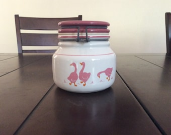 Made in Italy Pink and White Canning Jar