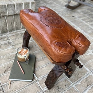 Caramel Camel Saddle Stool Ottoman Bench Seat Wooden Camel Foot