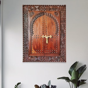 Hand Carved Window Wall Decor, Vintage Style Wooden Carved Window, Old Window Frames, Wooden Wall Art Window, Moroccan Antique Carved Window