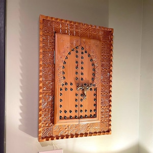 Decorative Breaker Box Cover, Hand Carved Wooden Cover For Electrical Panel, Moroccan Vintage Style Breaker Box Cover, Handcarved Wall Decor