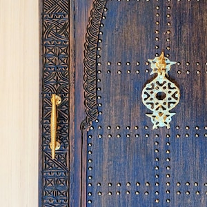 Heavy Brass Pull Door Handles, Moroccan Hand Engraved Old Style, Made of Thick and Solid Pure Brass, Antique Door Accessories.