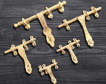 In 5 Sizes, Artisan Solid Brass Latch, Vintage Style Design Door Bolt, Moroccan Gate Latch, 100% Handmade with Solid Brass.