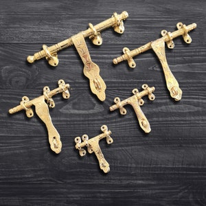 In 5 Sizes, Artisan Solid Brass Latch, Vintage Style Design Door Bolt, Moroccan Gate Latch, 100% Handmade with Solid Brass.