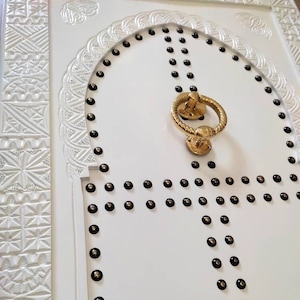 White Door With Moroccan Pattern, Decorative Wall Panel, Hand Carved Wooden Door, Moroccan Arch Door Design, Hanging Door Headboard..