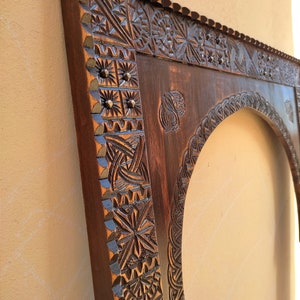 Custom Moroccan Vintage Style Wooden Mirror Frame, Hand-Carved Old Mirror Frames, Wall Art Frame, Farmhouse Wooden Carved Mirror Frame.