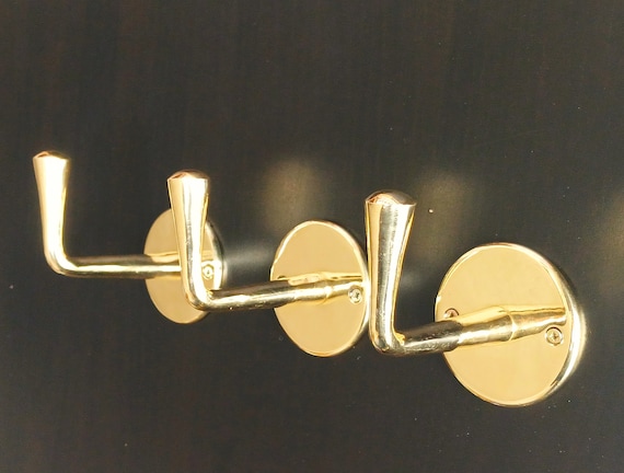 Set of Unlacquered Brass Wall Hook • Brass Home Decor • Bathroom Towel Hook • Minimalist Brass Hooks • Art Decor Brass Hook • Brass Hanger.