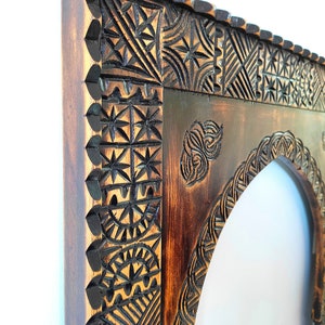 Customized Hand Carved Wooden Mirror Frame, Moroccan Vintage Style, Old Mirror Frames, Wall Art Frame, Farmhouse Wooden Carved Mirror Frame.