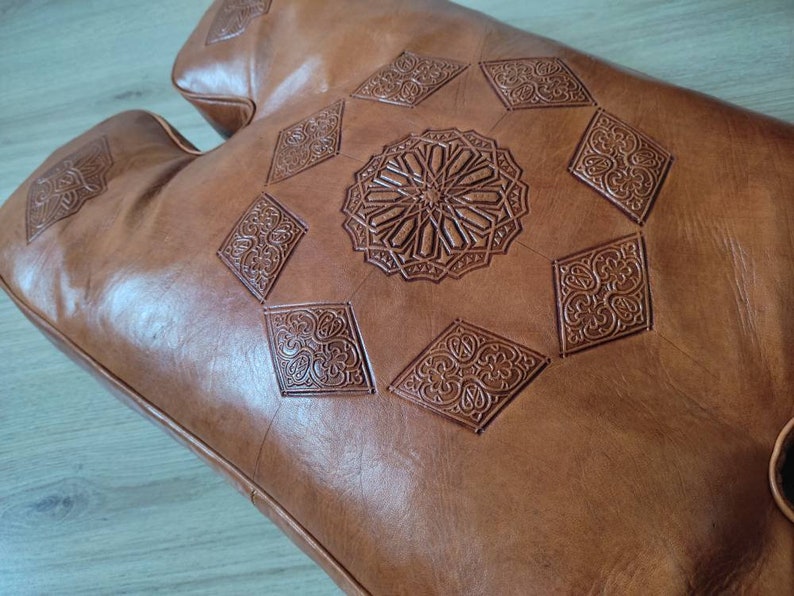 Customized Replacement Pad for Your Camel Saddle Stool, Genuine Leather Cushion with Arabic Pattern, 8 Colors Available, Shipping with FedEx image 7