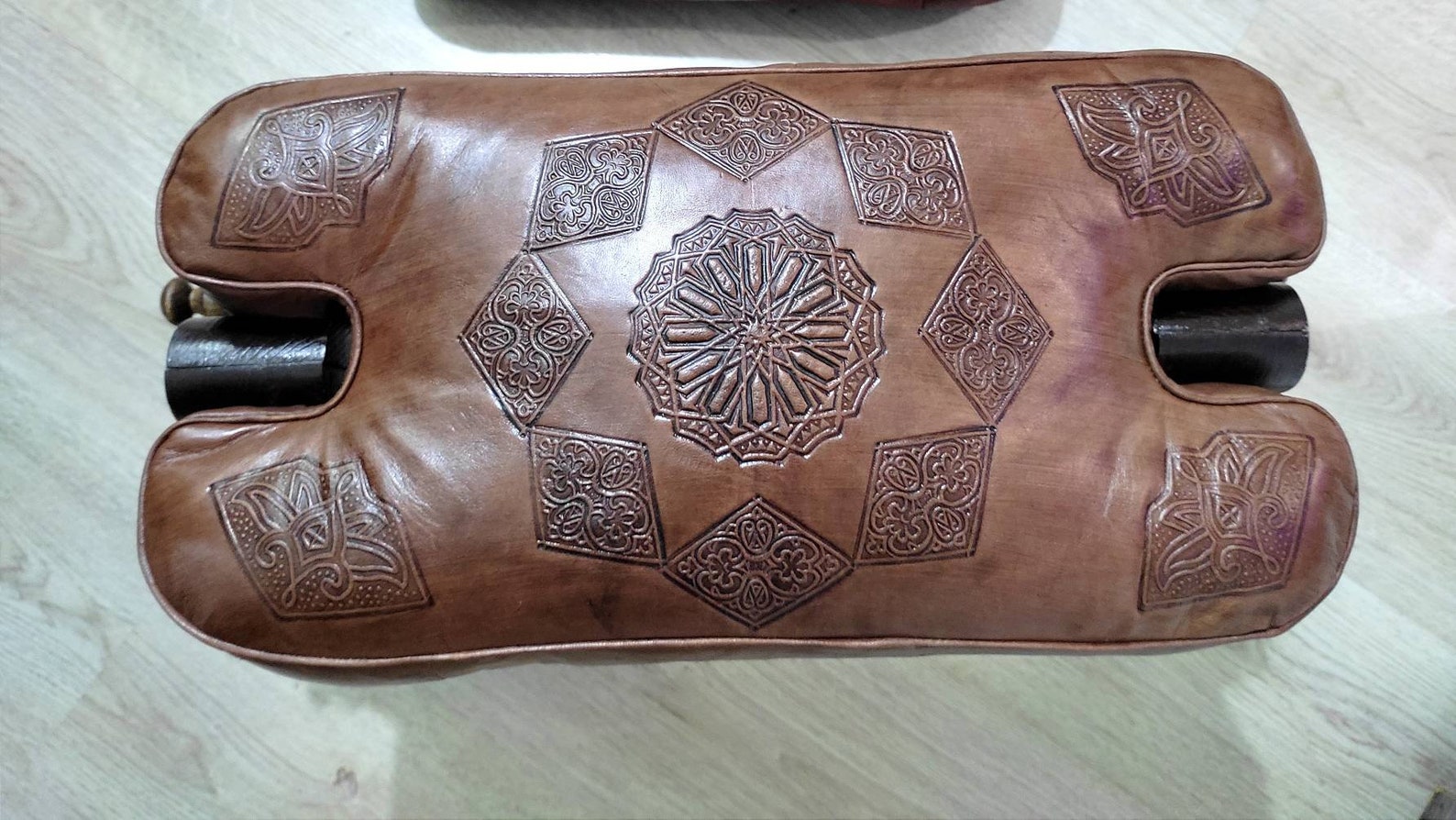 Brown Camel Saddle Stool Genuine Leather Cushion Handmade Etsy