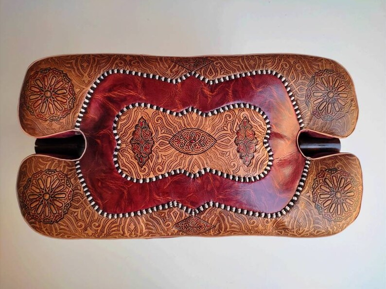 Black Arabesque Stool, Camel Saddle Stool in Moroccan Style With ...