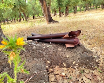 Folding Leather Camping Stool, Genuine Cow Leather Triangular Seat, Handmade Leather Fishing Chair, Tripod Stool Available in 6 Colors.