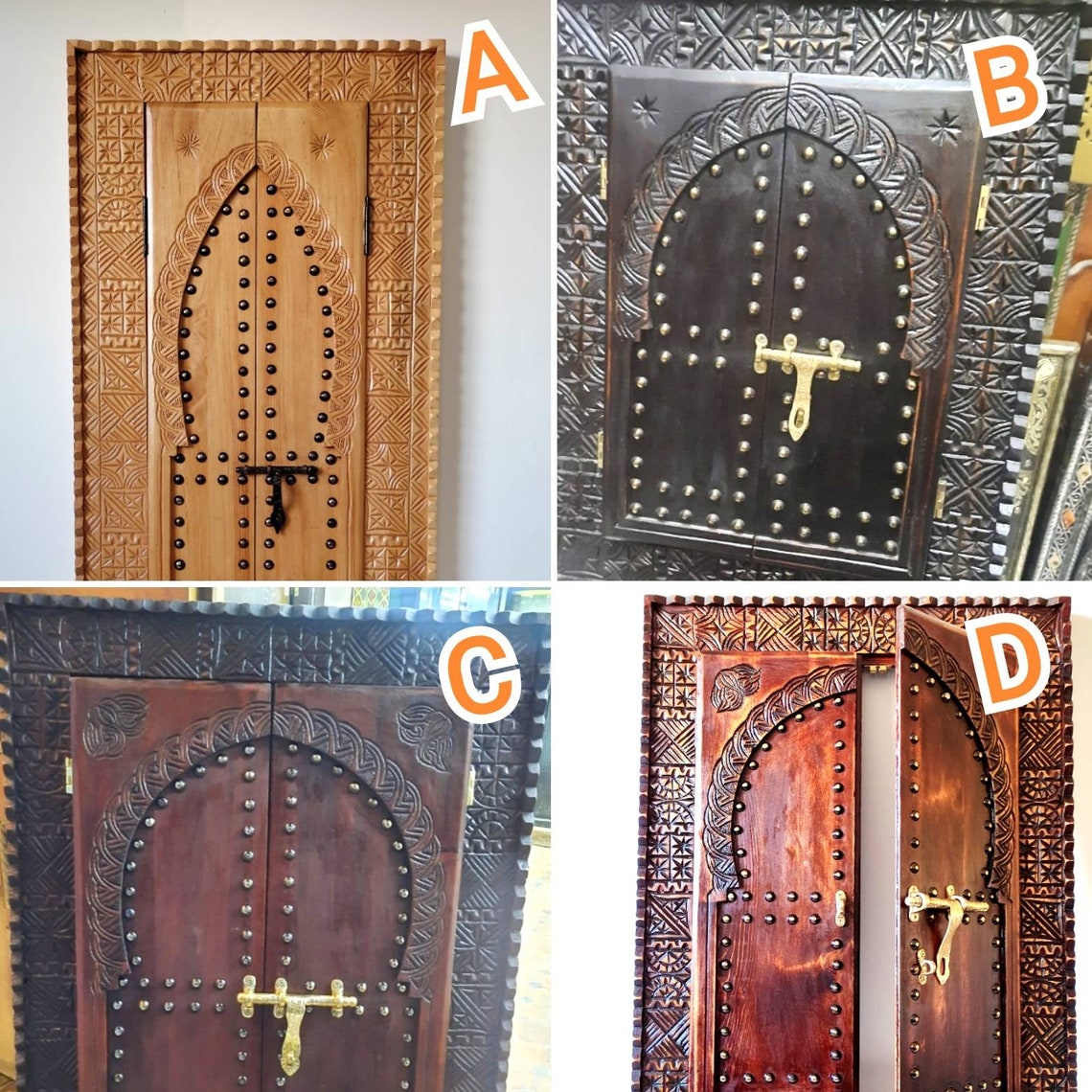 Customized Hand Carved Wooden Window With Vintage Style Brass | Etsy