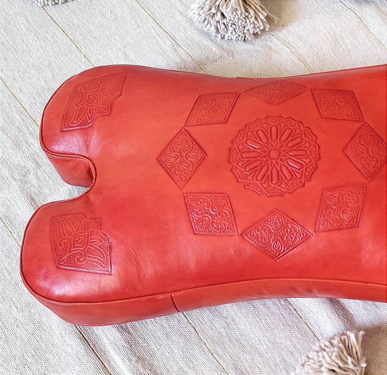 Customized Replacement Pad for Your Camel Saddle Stool, Genuine Leather Cushion with Arabic Pattern, 8 Colors Available, Shipping with FedEx image 3