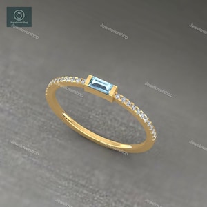 Aquamarine Ring, March Birthstone, Statement Ring, Gold Ring, Engagement Ring, Baguette Ring ,Cocktail Ring, Light Blue Ring, Silver Ring