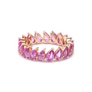 Pink Sapphire Ring, Full Eternity Band, Sapphire Matching Band, Sapphire Wedding Band Ring, 14K Gold Ring, Birthstone Ring, Stacking Ring