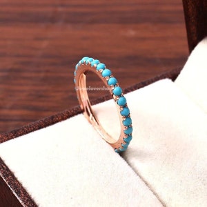 14K Gold Turquoise Band Ring: Art Deco Stacking Ring