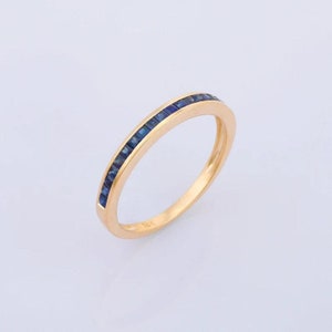 Sapphire Eternity Ring, Wedding Band, Stacking Ring, Half Eternity 925 Silver 18k or 14k Gold, Blue Sapphire Band, Yellow White Rose Gold