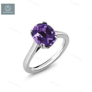 Natürlicher Amethyst Ring, Amethyst Silber Ring, Amethyst Ring, Amethyst Ring für Frauen, Lila Stein Ring, 14K Goldring, Ring aus Sterling Silber