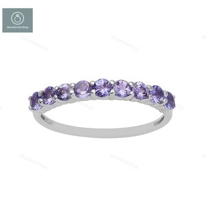 Handmade Tanzanite Ring: Sterling Silver Art Deco Stacking Band