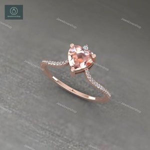 Personalized Birthstone Ring, Morganite Ring, Minimalist Ring, Rose Gold Ring, Birthstone Jewelry, Bridesmaid Gift Women, Gifts For Her