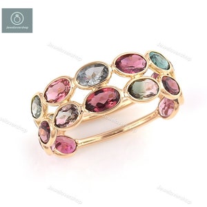 Tourmaline Ring, Gold Ring, Multi Tourmaline Ring, Pink Tourmaline, Gold Gemstone Ring, Genuine Natural Tourmaline Ring, Birthstone Ring
