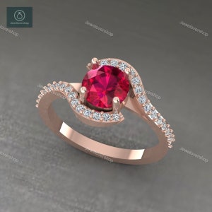 Gold Ruby Ring, Antique Ring, Natural Ruby, Gold Plated Ring, Ruby Wedding Ring, 14K Rose Gold, Promise Ring, Vintage Ring, Anniversary Gift