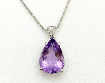 Designer Amethyst Pendant, 925 Sterling Silver Pendant, Teardrop Amethyst Pendant, Anniversary Pendant, Gift For Her, Boho Pendant