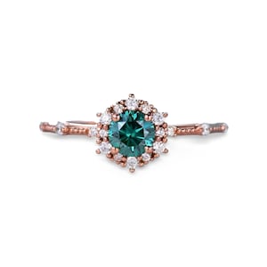 Emerald Ring Vintage Natural Emerald Ring With Diamond Emerald Engagement Ring Dainty Antique Emerald Ring Promise Emerald Ring Silver