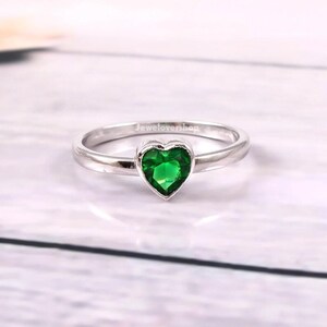 14k White Gold Emerald Ring: Heart Halo Engagement Ring