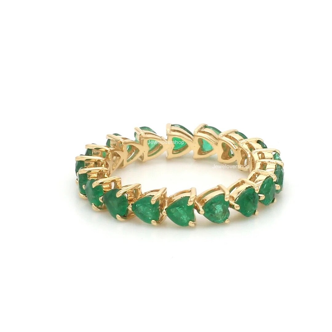 Emerald Heart Eternity Band: 14K Gold May Birthstone Ring - Etsy