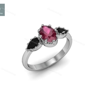 Art Deco Ruby Ring: Sterling Silver, Onyx Accents