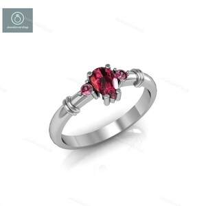 925 Sterling Silver Ring, Red Garnet Ring, Garnet Engagement Ring, Wedding Ring, Promise Ring, Natural Garnet Ring, Handmade Jewelry