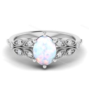 Natural Opal Ring, Vintage Opal Engagement Ring, White Opal Silver Jewelry, Gold Opal Ring, October Birthstone Opal Ring, Women’s Opal Ring