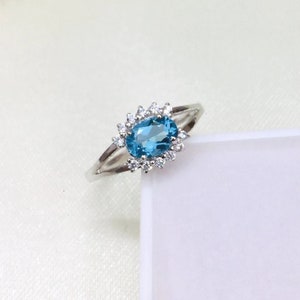 Sky Blue Topaz Ring Sterling Silver & Solid Gold Ring, Engagement, Promise, Gemstone Statement Ring Anniversary Birthday Gift For Women’s