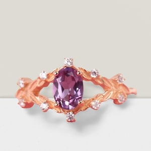 Alexandrite Engagement Ring: 925 Silver Art Deco Ring