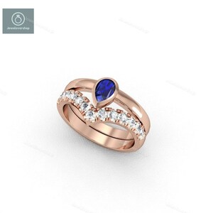 Anillo de plata de compromiso de zafiro, piedra preciosa azul cortada en pera, regalo para mamá, anillo de piedra de nacimiento de septiembre, anillo de oro de 14k, joyería hecha a mano de zafiro