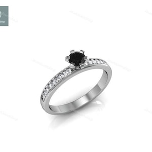 Anello in argento sterling 925 con onice nero: solitario Art Déco