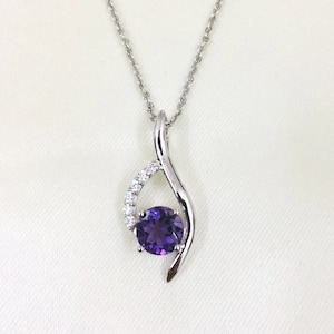 14K Gold Amethyst Charm: Dainty February Birthstone Pendant