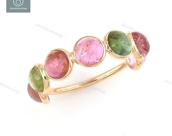 Multi Tourmaline Ring, Gemstone Ring, Statement Ring, Stackable Ring, Ring For Women, 18K Gold Ring, Handmade Ring, Anniversary Ring For Her