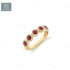 Ruby Wedding Ring, Natural Ruby Ring, Eternity Ring, Art Deco Ring, Sterling Silver Ring, Stacking Ring, 18K Gold Ring, Ruby Gemstone Ring
