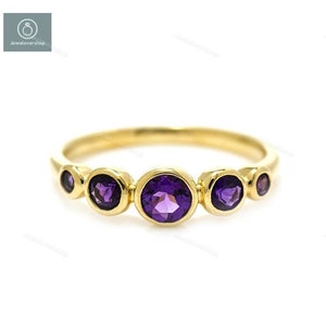 Amethyst Ring, February Birthstone Ring, Stacking Ring, Dainty Ring, Amethyst Wedding Band, Sterling Silver Ring, 14K Gold Ring, Womens Ring